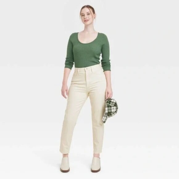 Universal Thread High Rise 90s Slim Jeans 14 Womens Comfort Stretch‎ Beige Cream - Picture 13 of 13